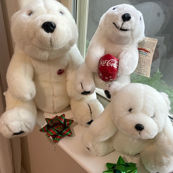VTG 90s Coca Cola white polar bears stuffed animals - Picture 10 of 12